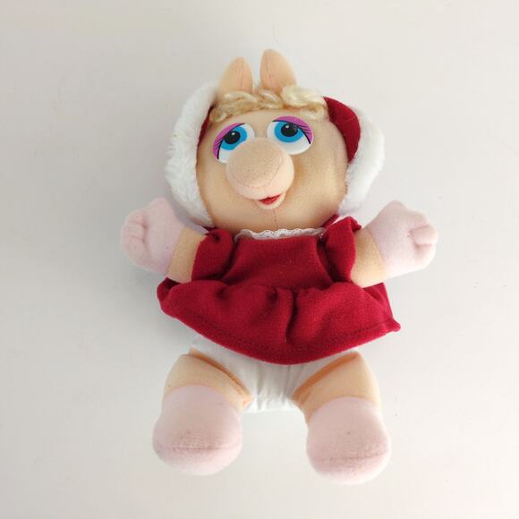 Vintage 1987 Baby Miss Piggy Winter Holiday Outfit Henson Muppets 10" Plush - Picture 3 of 8